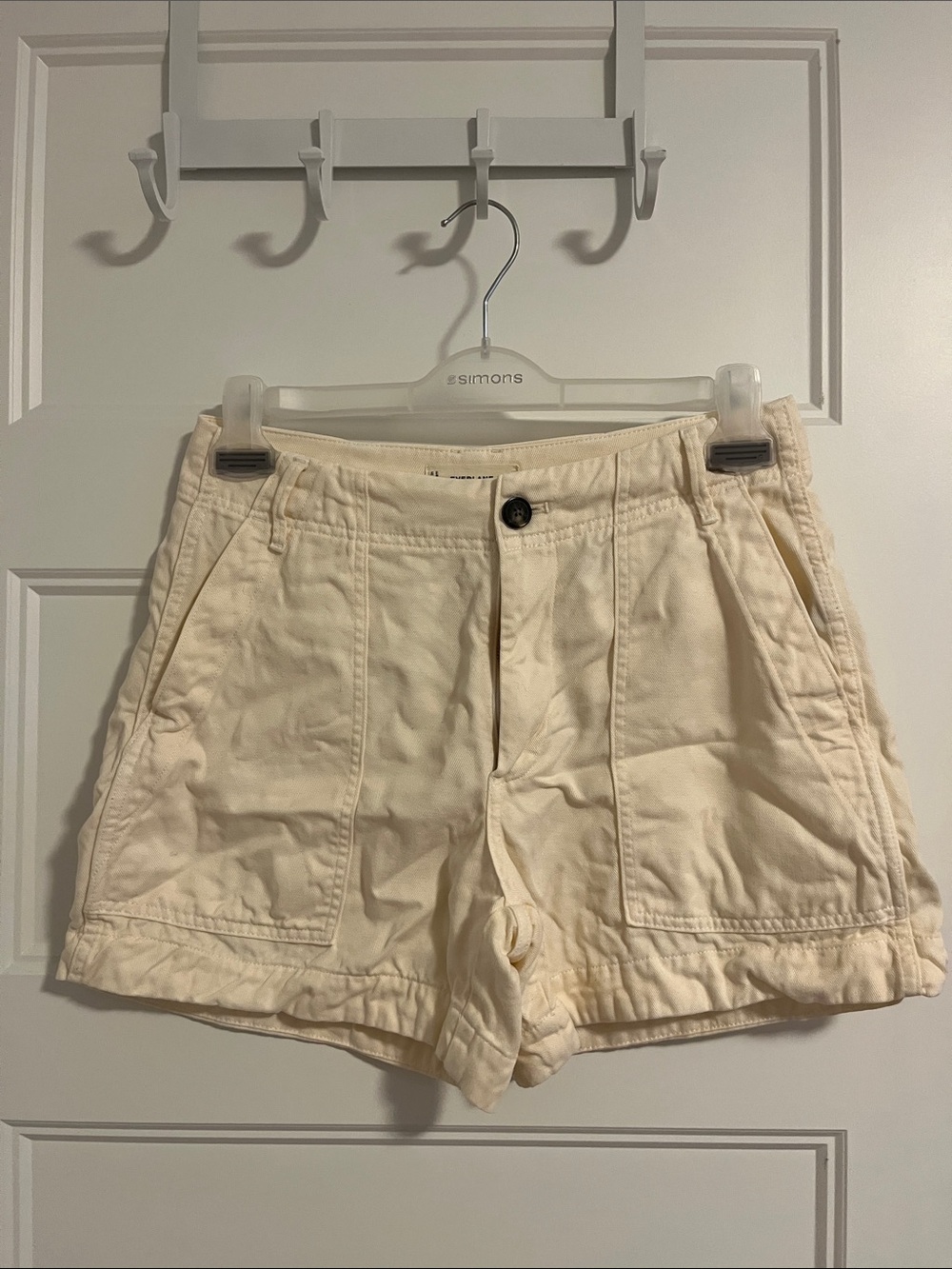 Everlane Cream High-Rise Utility Shorts